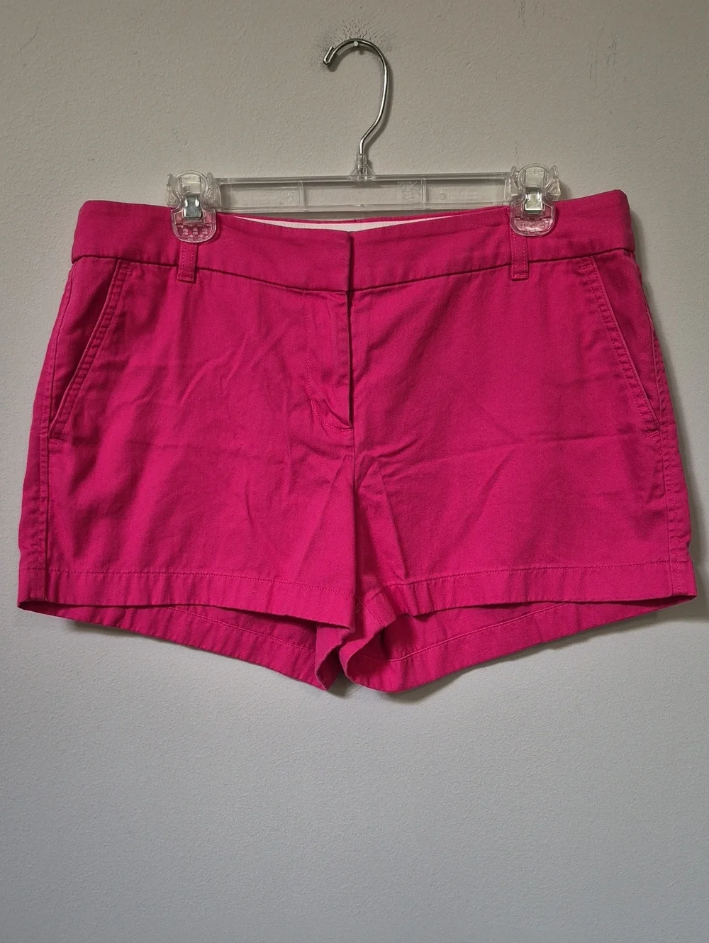 J. Crew Bright Pink Cotton Tailored Chino Shorts Womens 10 Preppy Vacation